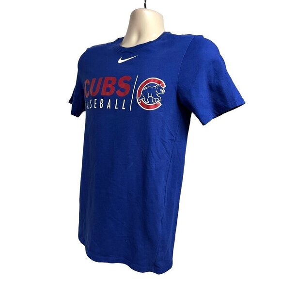 The Nike Tee Dri-Fit Chicago Cubs Baseball Blue Graphic T-Shirt Small Stretch - Picture 2 of 6